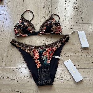 Camilla Belle of the baroque Black Floral Bikini Set